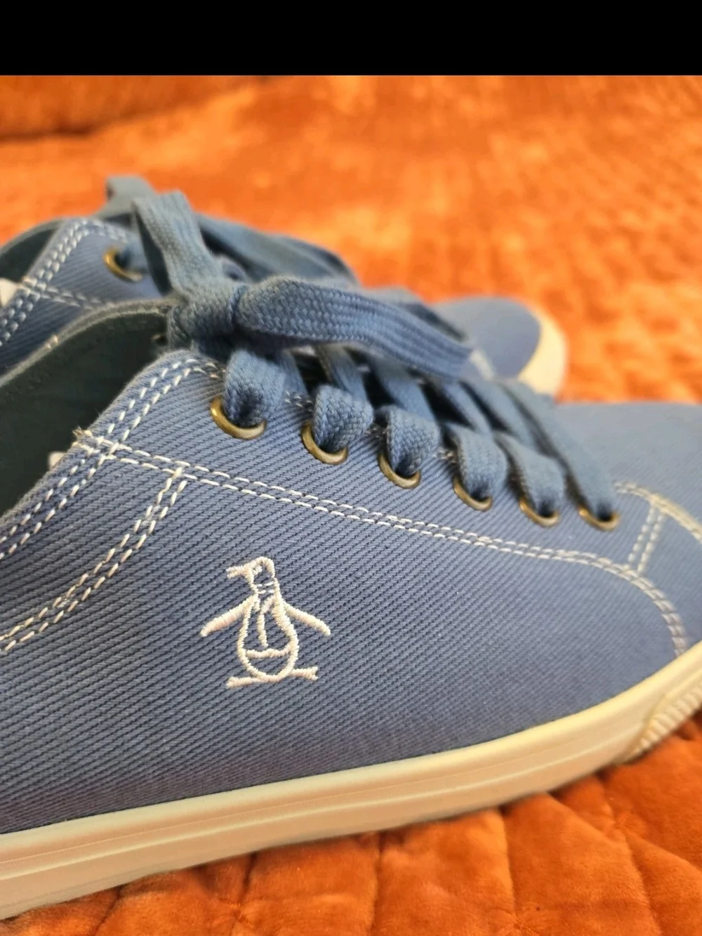 Men's 9.5 PENGUIN Low-Top Fabric Sneakers in Slate Blue,xlnt.cond.